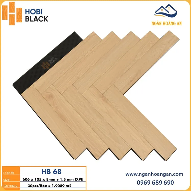 Sàn Gỗ Công Nghiệp Xương Cá Hobi Black HB68